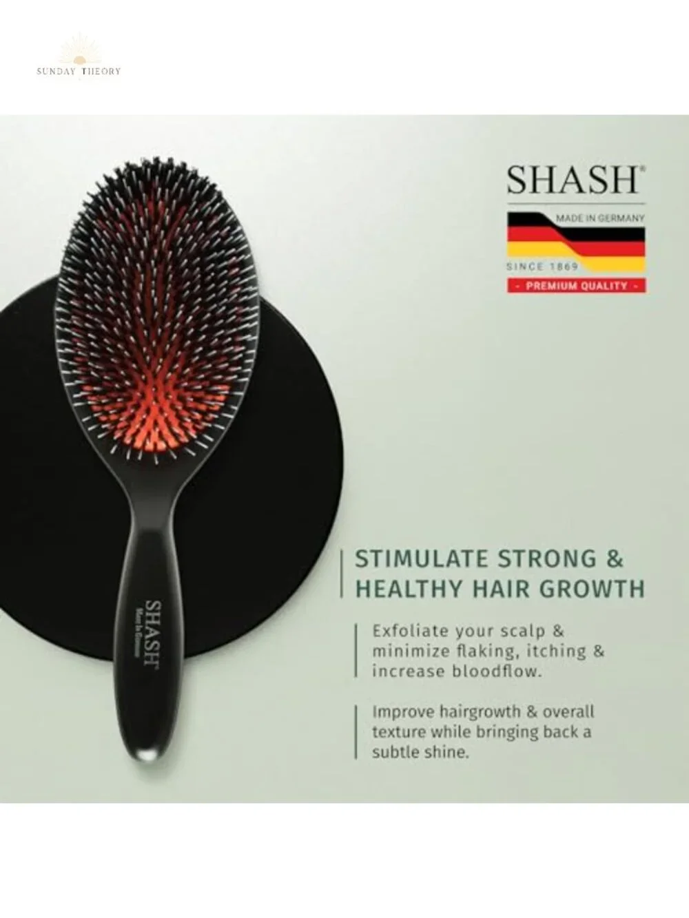 SHASH Boar Bristle Hair Brush - Anti-Breakage Detangling Large Wood Handle